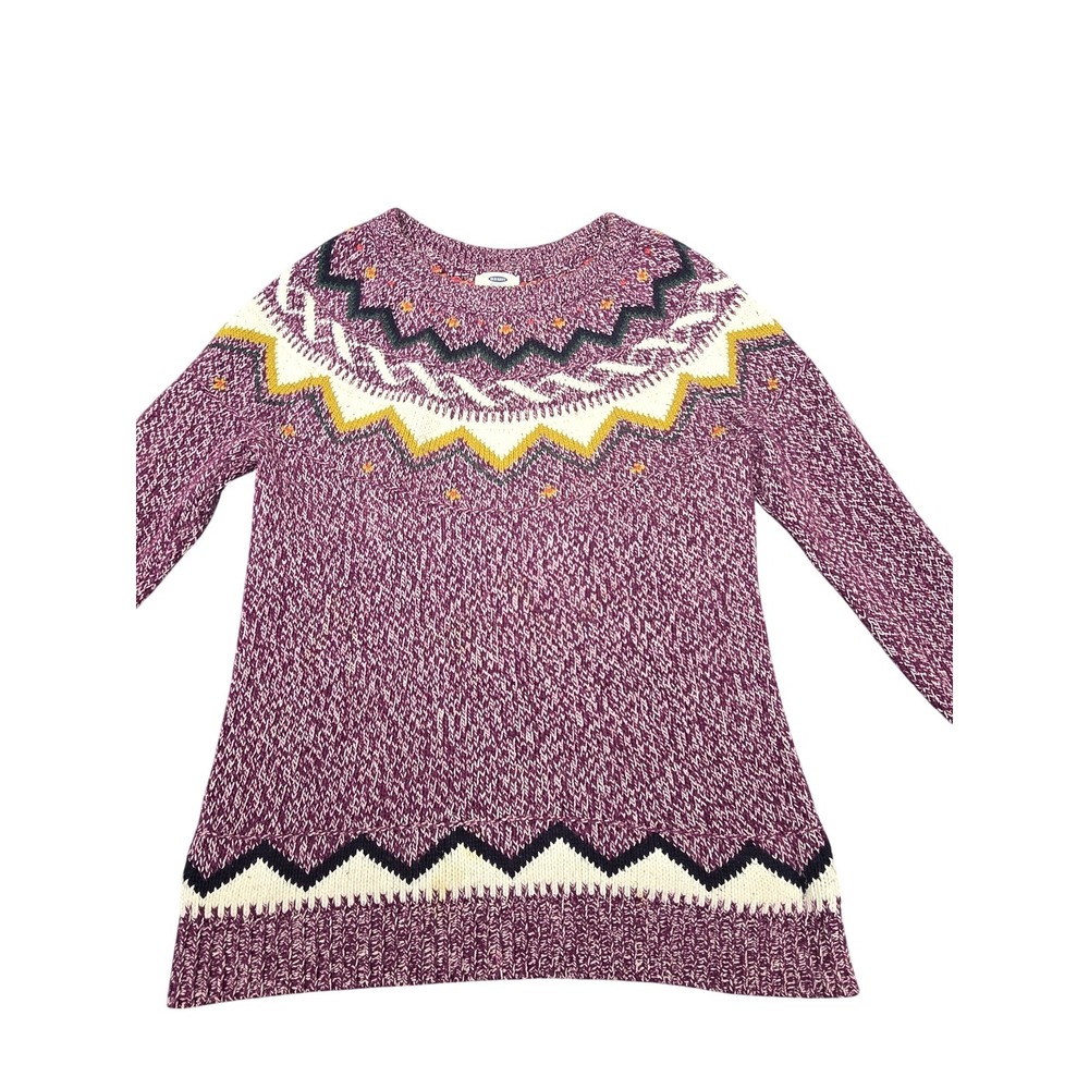 Old Navy Sweater Womens Medium Fair Isle Pullover Nordic Crewneck Knit Winter